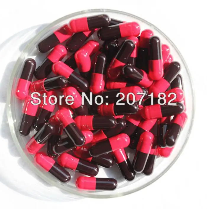 (10,000pcs/pack) 2# Black/Red Color Hard Gelatin Empty Capsule---Cap and Body Separated