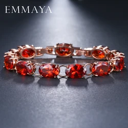 EMMAYA  Top Quality Fashion Luxury Red CZ Crystal Bracelets For Women Charm Bracelets Bangle Jewelry Gift