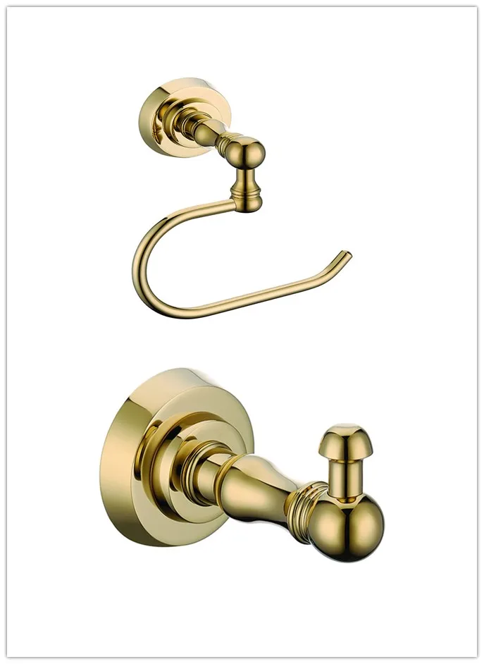 

Luxury Gold solid brass paper holder and Robe hook Clothes hook Towel Hook Bathroom hardware accessories