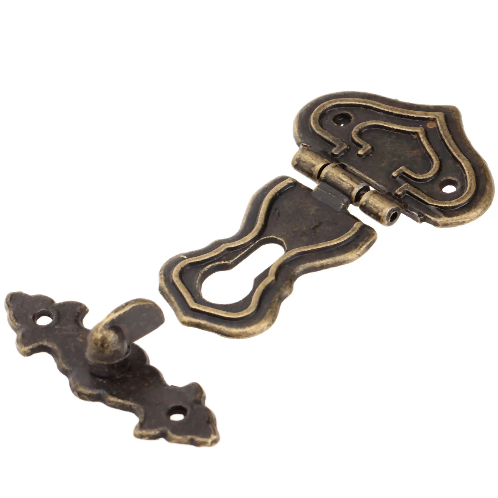1Pc 63x47mm Antique Metal Lock Decorative Hasps Hook Gift Wooden Jewelry Box Padlock With Screws Vintage Furniture Hardware