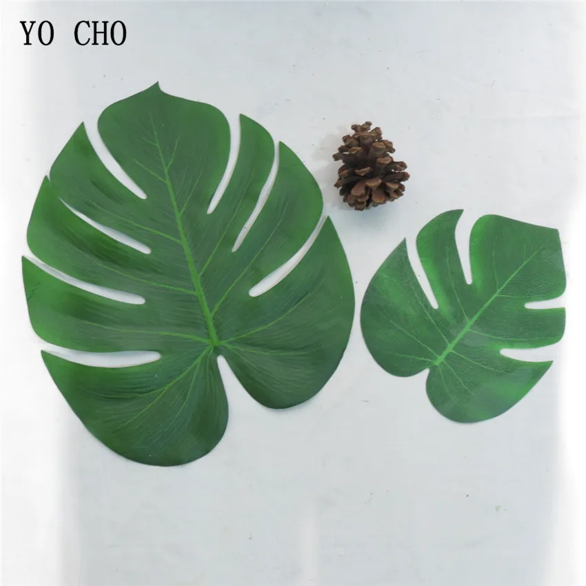 YO CHO 7pcs Artificial Plants Silk Monstera Deliciosa Turtle Leaf Home Garden Decoration Diy Gardening Flowers Cactus Paty Decor