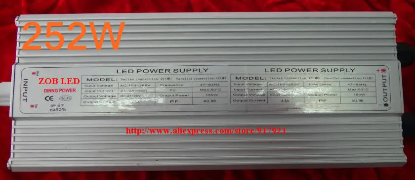 252w led driver, DC54V,5.4A,high power led driver for flood light / street light,IP65,constant current drive power supply