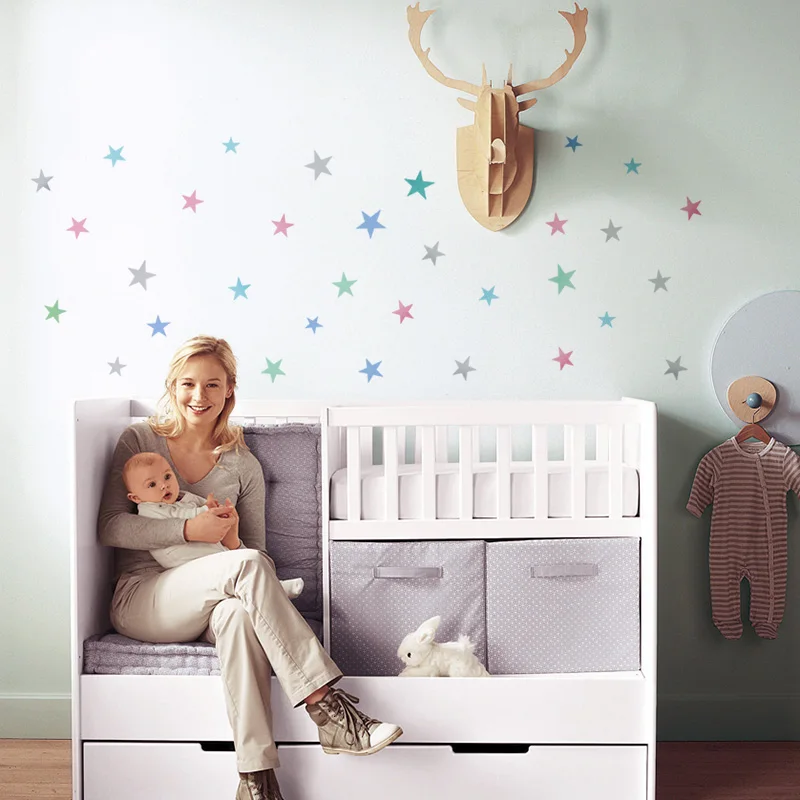 Pegatina de pared de estrellas para habitación de niños, decoración del hogar, guardería de bebé, dormitorio, calcomanías de pared para niños, pegatinas artísticas para pared, papel tapiz