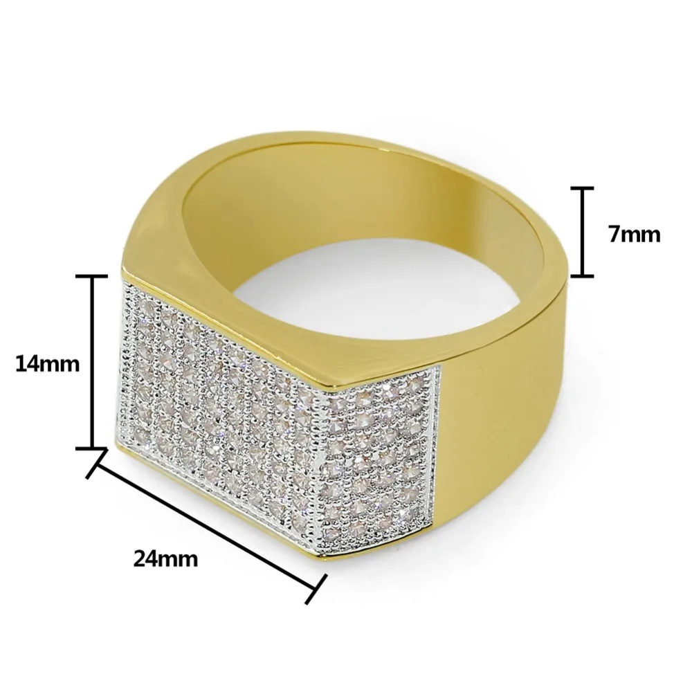 TOPGRILLZ Hip Hop Bling Rings All Iced Out Real Micro Pave CZ AAA Cool Mens Women Couple Gold & Silver Color Hiphop Ring