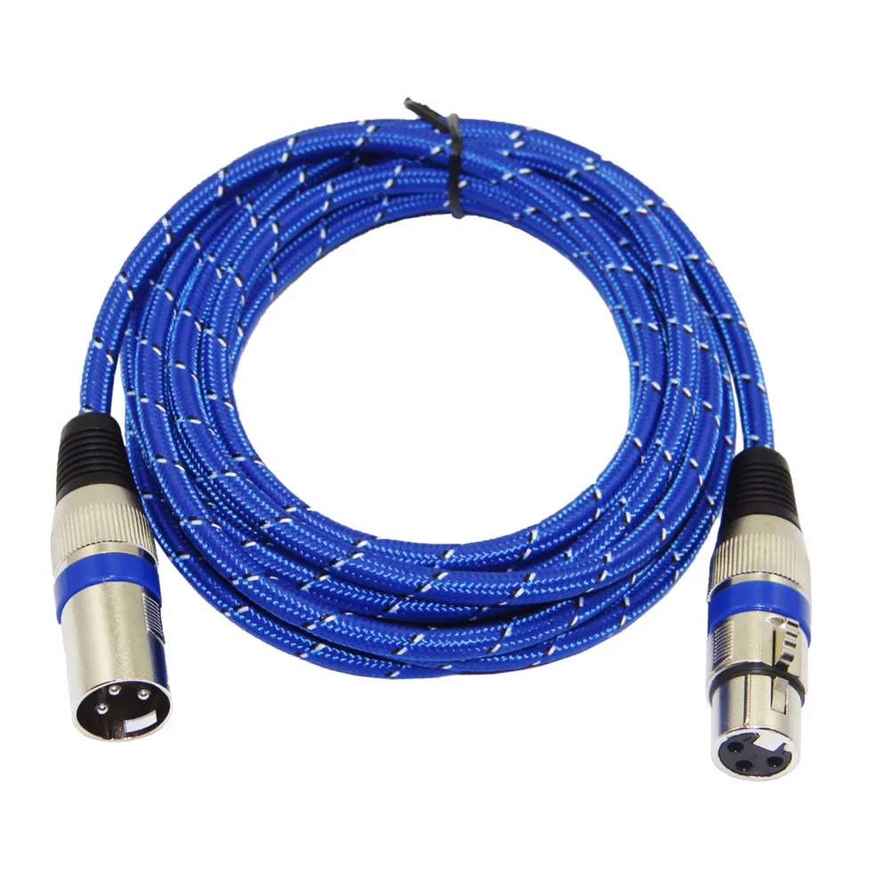 Bochara-cable XLR trenzado de nailon, macho a hembra, M/F, 3 pines, Conector de extensión para mezclador de micrófono, 1m, 1,8 m, 3m, 5m, 10m, 15m,