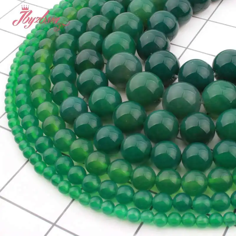 

6/8/10/12/mm Natural Round Agates Beads Ball Green Smooth Stone Beads For Jewelry Making DIY Necklace Bracelet Loose Strand 15"