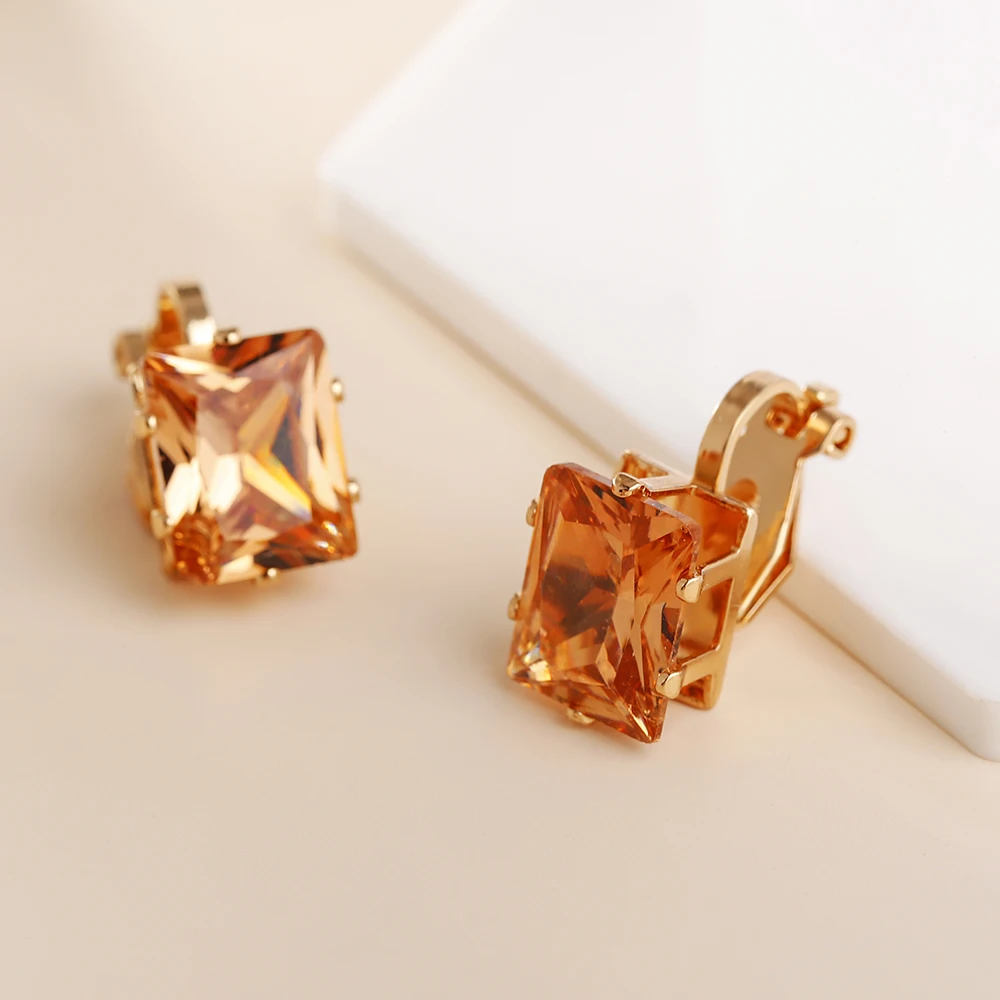 JIOFREE Cubic Zirconia Clip Earrings for women Fashion Crystal Jewelry Earrings Female Wedding Party Gift top quality