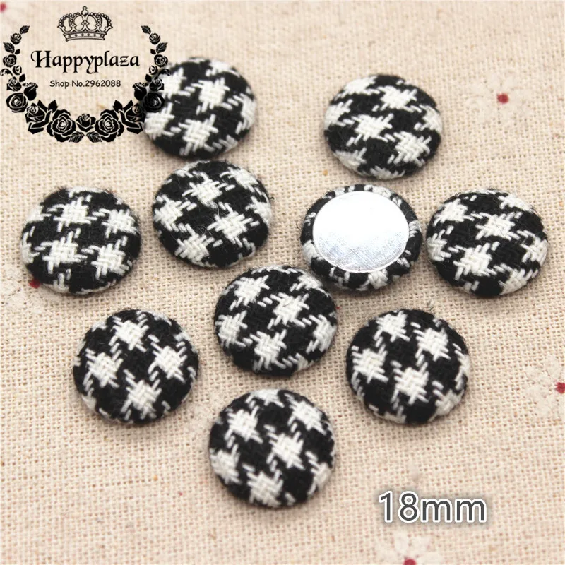 20pcs 18mm/20mm Swallow Gird Fabric Covered Round Buttons Home Garden Flatback Cabochon Crafts Scrapbooking DIY