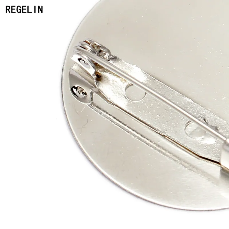 REGELIN High Qualtity 10 PCS 20mm/25mm /30mm Round Blank Tray Settings Silver Color Flat Brooch Base DIY Jewelry Findings