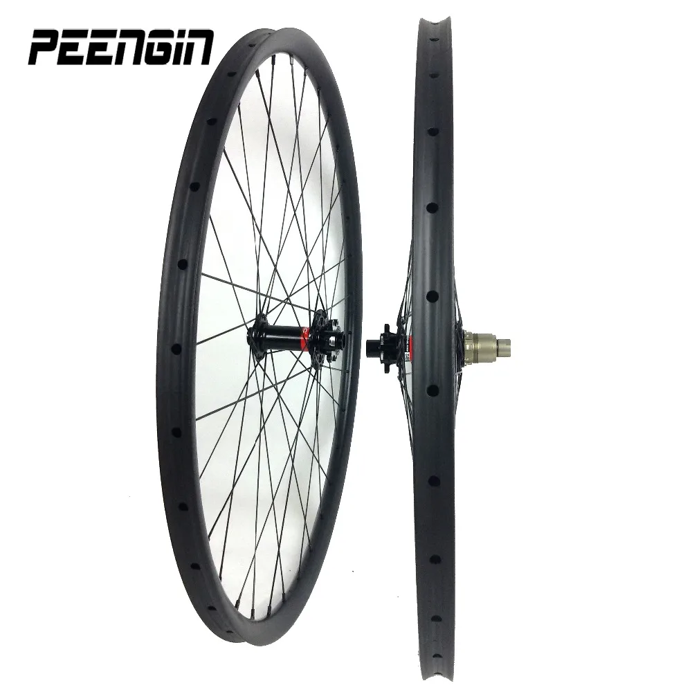 Mountain Bike Tubular MTB Carbon Rims-And-Wheels 27.5er 27mm Width Disc Rear Cycles Wheel For XC Free Ride Novatec Red/Black Hub