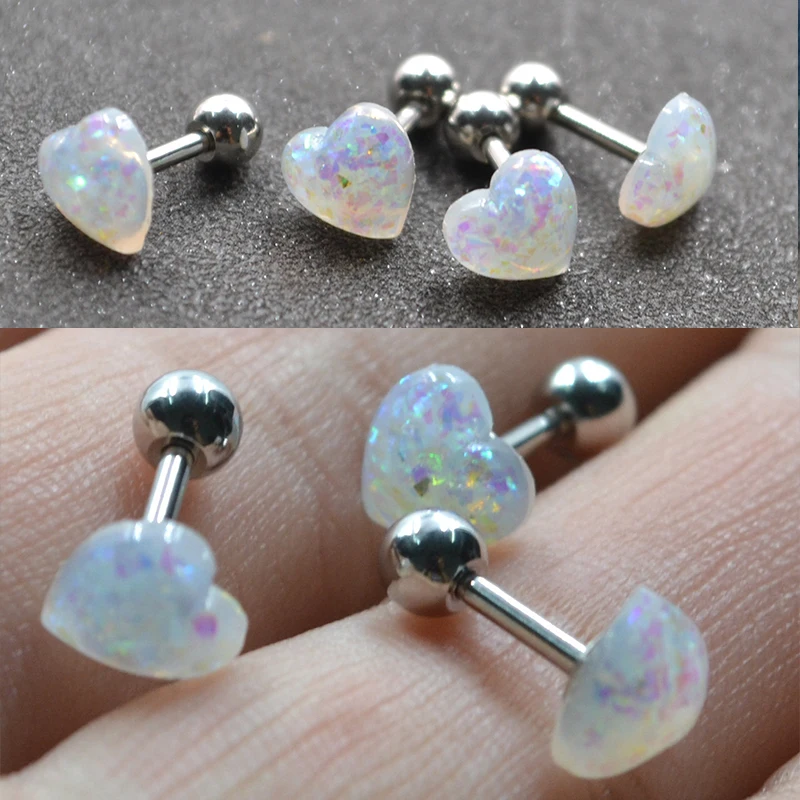 

Fashion Surgical Steel Opal Earring Piercing White Fake Opal Stud Earrings Tragus Ear Stud Earrings Sexy Women Gift