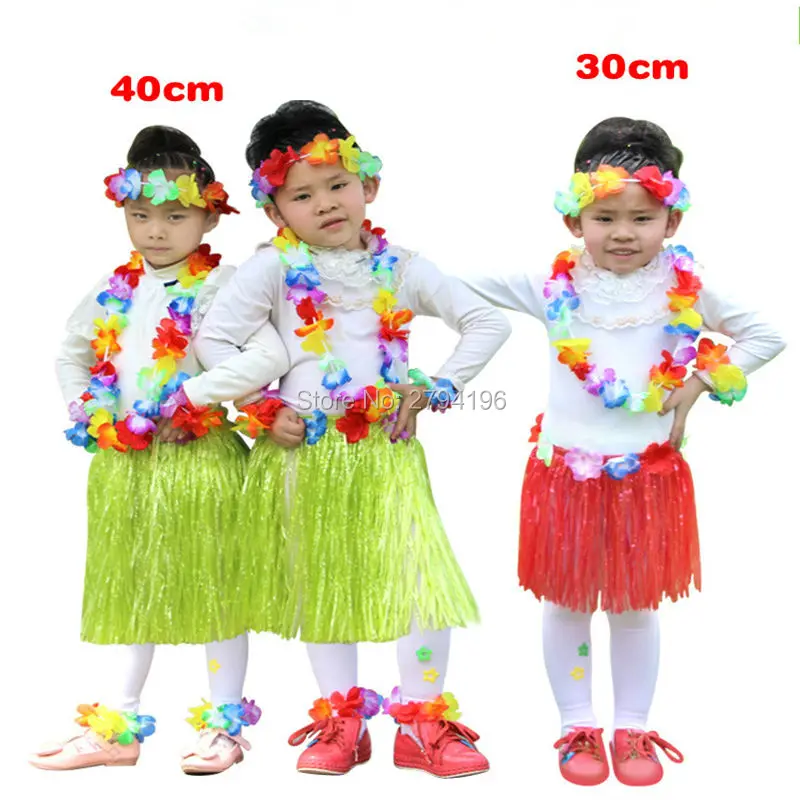 30/40/60/80cm Woman Fashion Hawaiian Grass Skirt Hula Flower Garland Fancy Dress Fancy Dress Party Hawaii Beach Fun Bachelordom