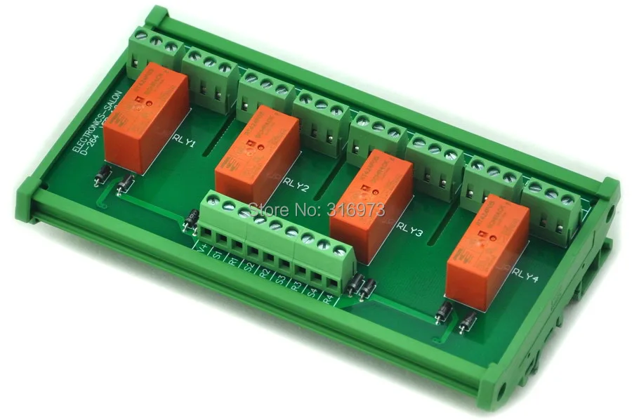 

DIN Rail Mount Passive Bistable/Latching 4 DPDT 8A Power Relay Module, 5V Version