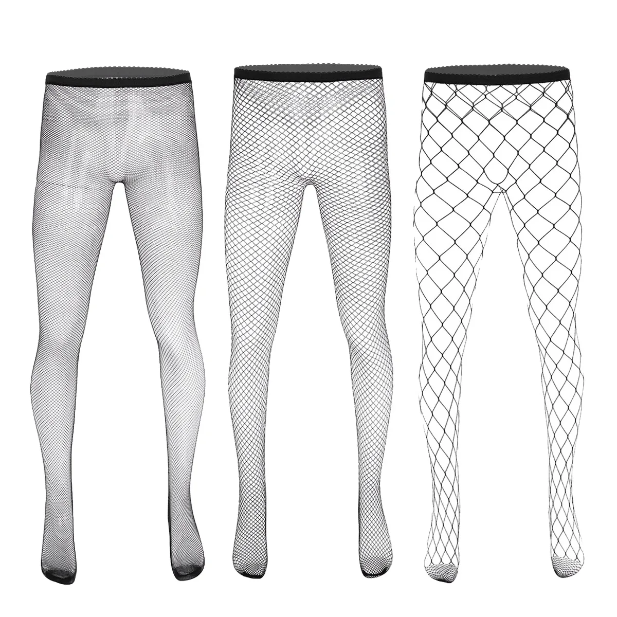 Sexy Male Men Hot Hollow Out Fishnet See Through Sheer Elastic Waist Closed Toes Tight Leggings Stretchy Pantyhose Stockings