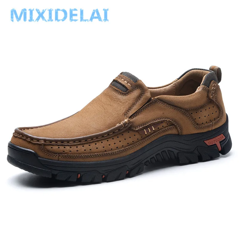 MIXIDELAI Genuine Leather Men Shoes England Trend Male Footwear Set Foot Men\'s Casual Outdoors Man Flats Work Shoes Large Size48