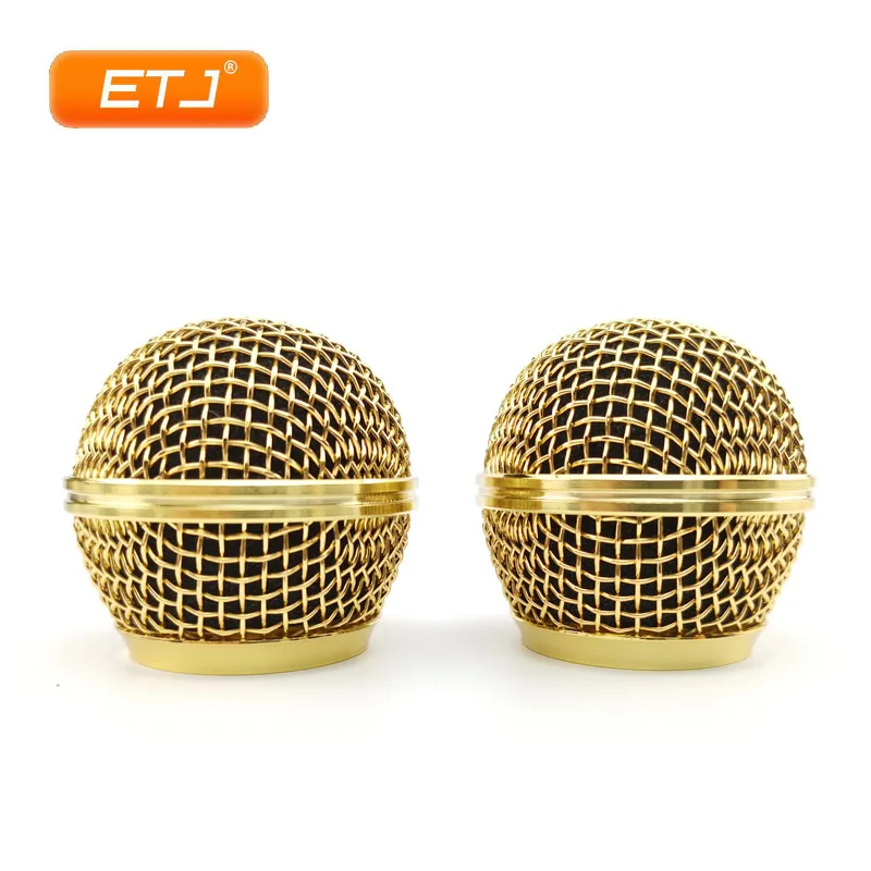 2pcs Microphone Ball Mesh Grille Beta58 SM 58 Microphone Accessories Head Replacement Electroplating Gold Color