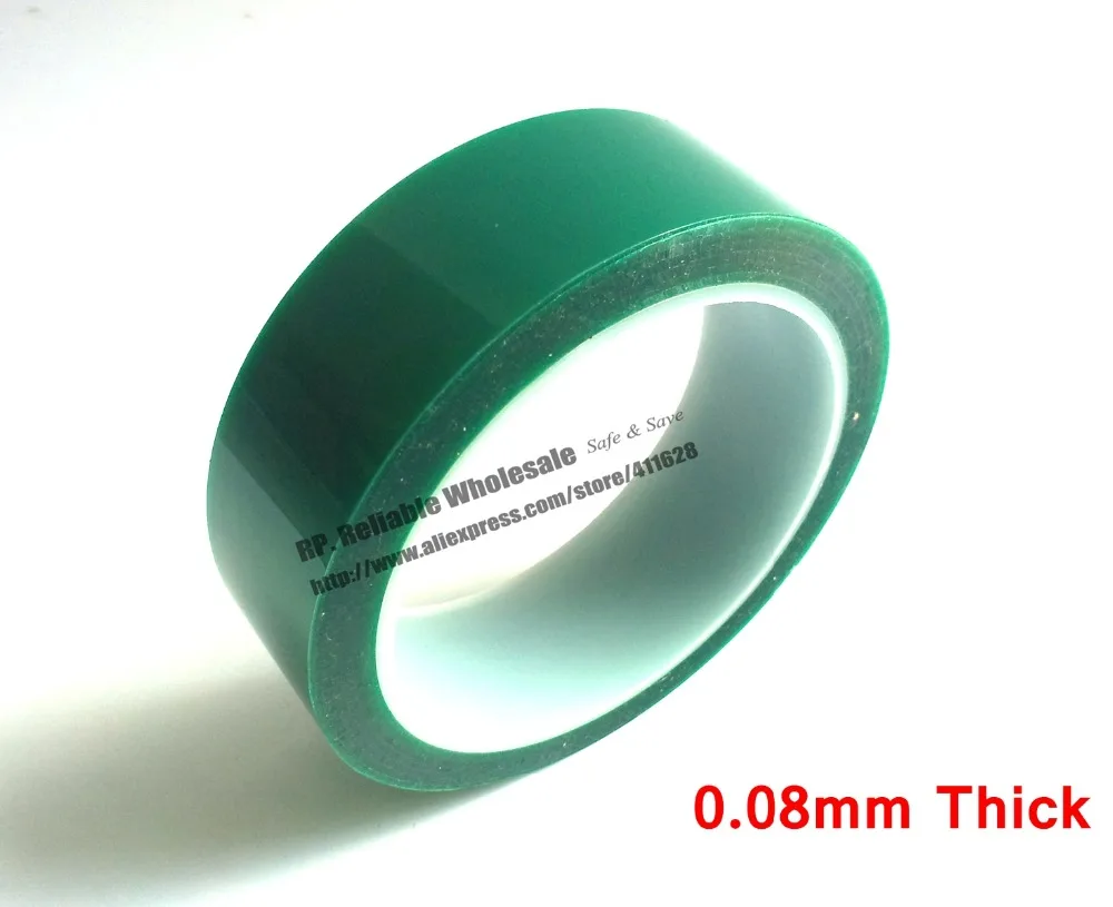 

(30mm*33 meters*0.08mm Thick) High Temperature Tape Resistant PET Green Tape for Sticky Powder Coating PCB Plating Shielding