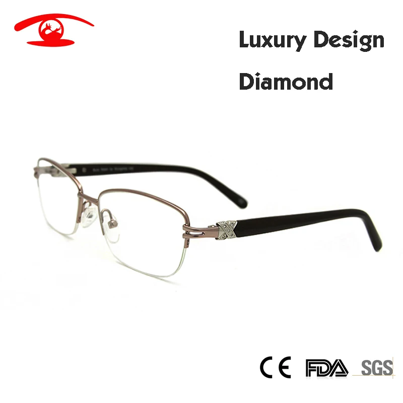 

Brand Designer Women Eyeglasses Frames Diamond Half Frame Women's Prescription Eyewear Frames Luxury oculos de grau feminino