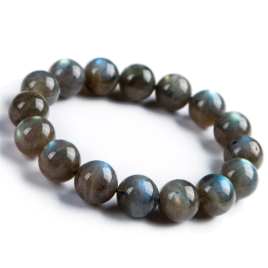 

14mm Natural Labradorite Bracelet Jewelry For Women Men Gift Crytsal Stone Rainbow Lights Beads Gemstone Strands AAAAA