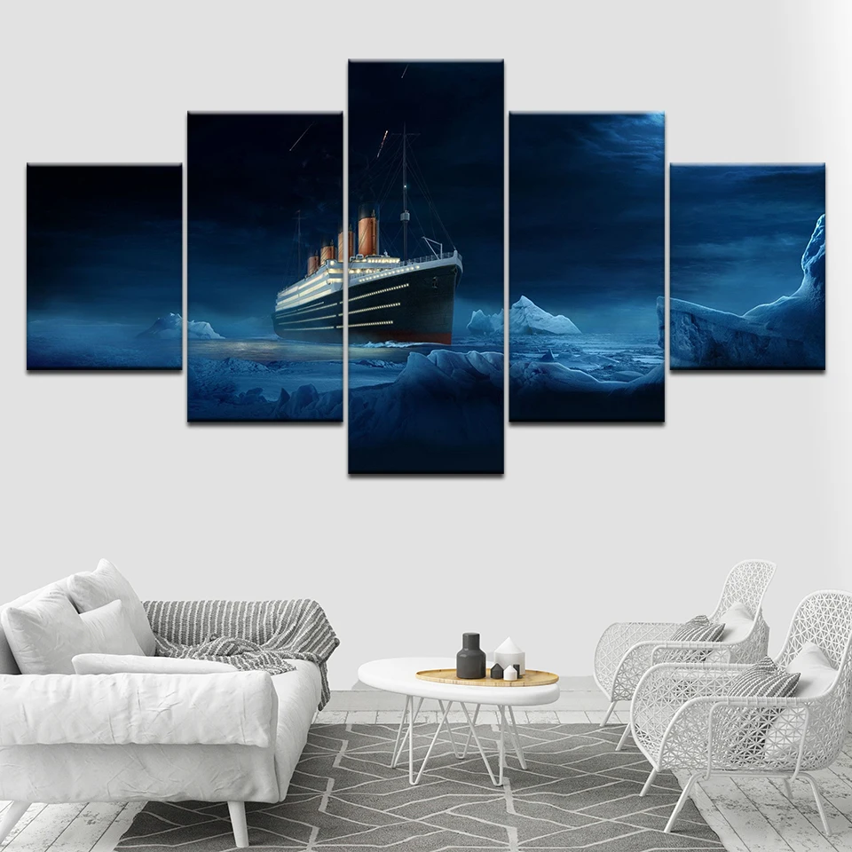 Titanic Illidan 5 Piece Wallpapers Art Canvas Print modern Poster Modular art painting for Living Room Home Decor