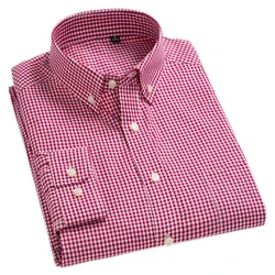 New Arrival Men's Oxford Wash and Wear Plaid Shirts 100% Cotton Casual Shirts High Quality Fashion Design Men's Dress Shirts