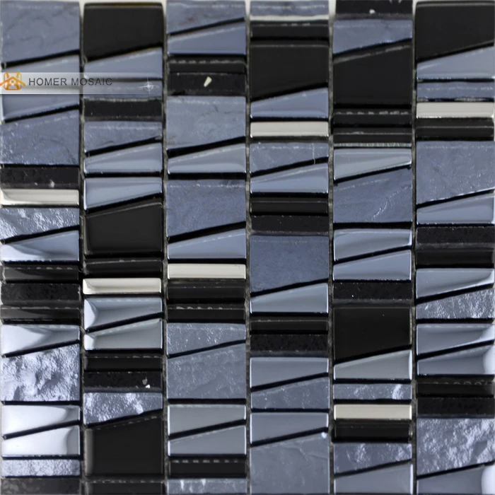 free shipping! unique design glass wall mosaic tiles, glass, black and gray color kitchen backsplash tiles bathroom shower tiles