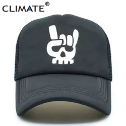 CLIMATE Rock Fan Trucker Caps Mesh Hat Metal Rock and Roll Music Cap Men Black Cool Summer Baseball Cap Black Trucker Caps Hat