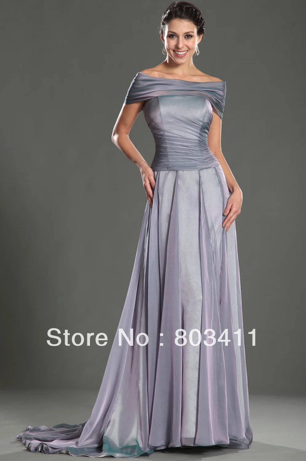 New Design Gorgeous Off The Shoulder A-Line Sweep Train Evening Dress