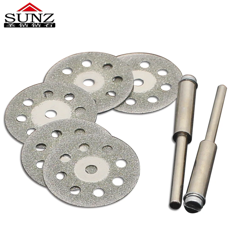 5pc 22mm Rotary Tool Accessory Fits Electric drill Craftsman Diamond Cut Off Wheel Disc + 3mm Rod 2pc