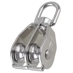 M15/M20//M25/M32/M50 Durable Swivel 304 Stainless Steel Double Sheave Wire Rope Pulley Block Chain Traction Wheel
