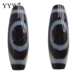 Natural Tibetan Dzi Beads For Making DIY Fashion Jewelry Oval one-eyed & two tone Grade AAA 12x38mm Hole:Approx 2mm Sold By PC