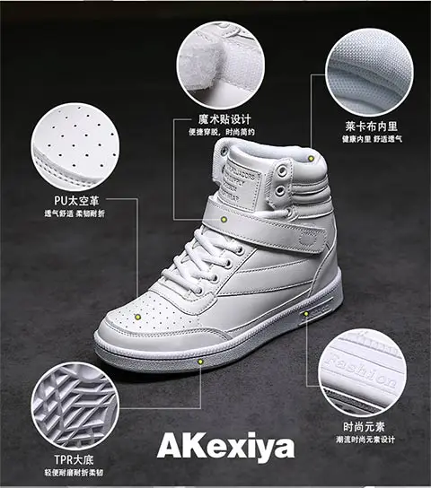 

Akexiya New 2021 Spring Autumn Ankle Boots Heels Shoes Women Casual Shoes Height Increased High Top Shoes For Adults SIZE 35-40