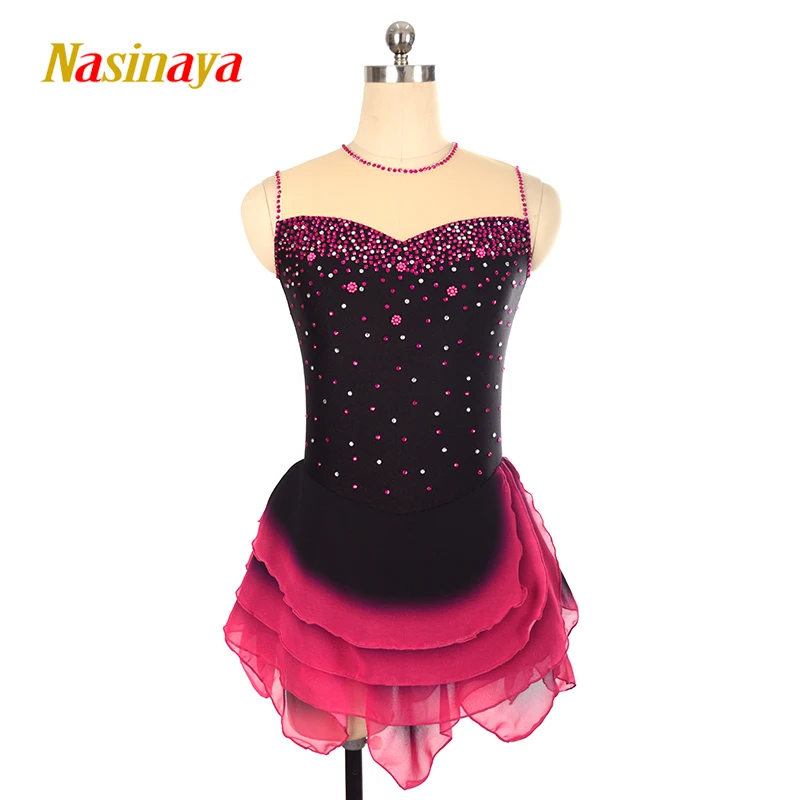 

Black And Pink Figure Skating Competition Clothing Women's Children's Rhythmic Gymnastics Performance Skirt Dance Performance