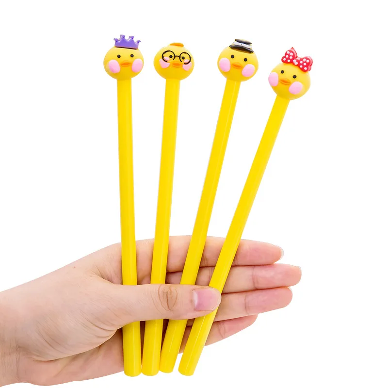 1 Pcs Cute Cartoon Yellow Duck Neutral Pen Internet Celebrity Duck Student Signature Pen Kawaii School Supplies Pen writing