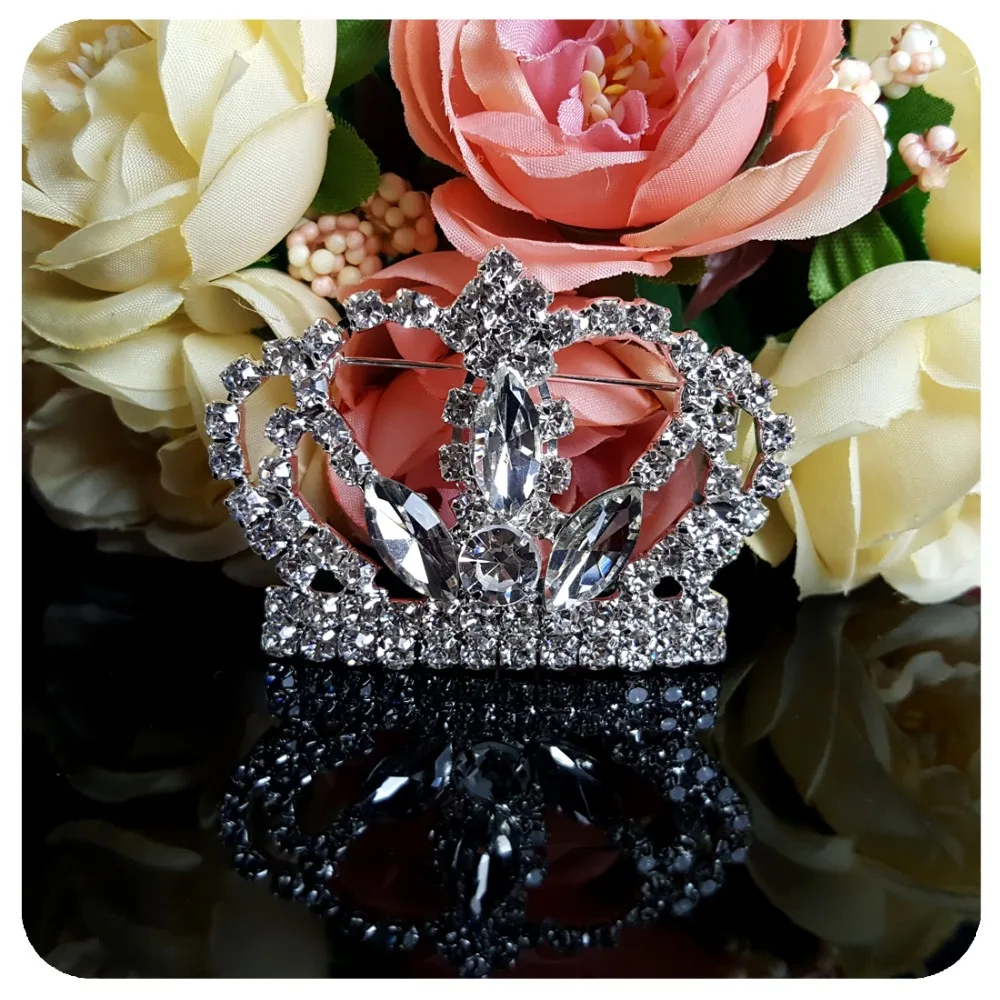 Clear Rhinestone Crown brooch pin Bling Jewelry for Lady Queen