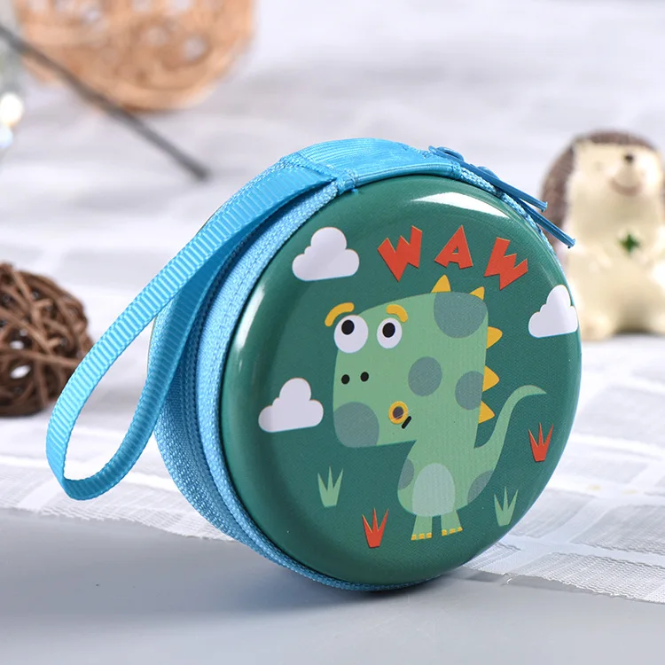 12-częściowy okrągły blaszany żelazny pudełko z uroczym dinozaurem / mini etui / metalowy piórnik / torba na zestaw słuchawkowy / prezent