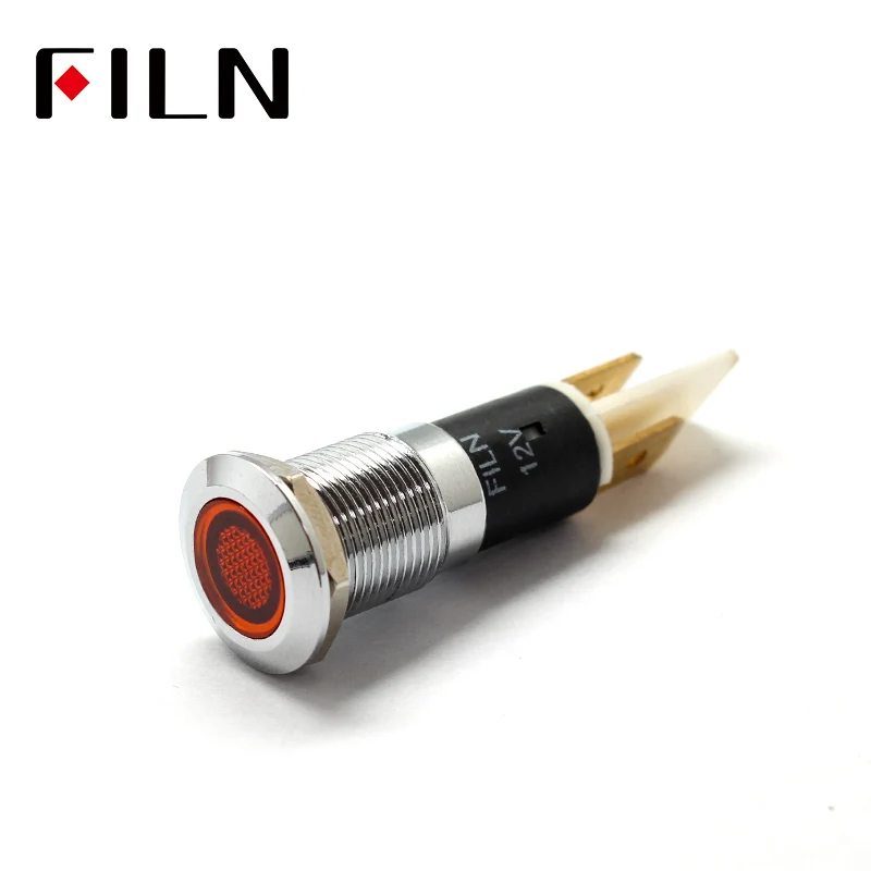 FILN 12mm 12V 24V 110V 220V Chrom Metall LED Pilotanzeige Armaturenbrett Signalanzeige Warnleuchte Auto Boot Marine mit 6,3mm Faston – Detail 5