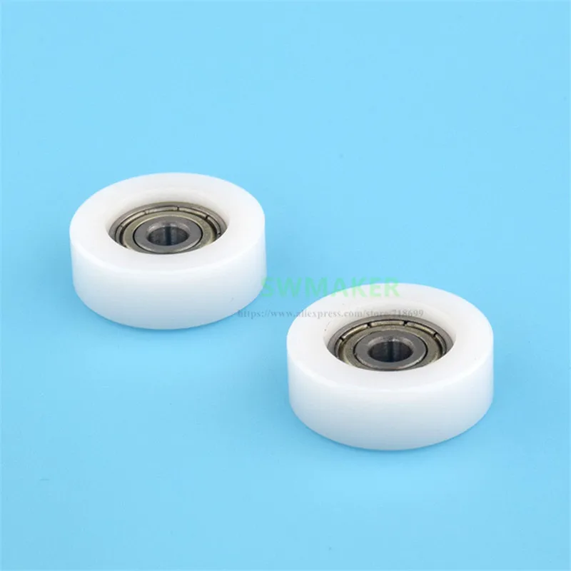 1pcs 5*25*9mm POM wrapped 625 bearing wheel, M5 M6 Thread flat guide roller pulley M6x25x9mm