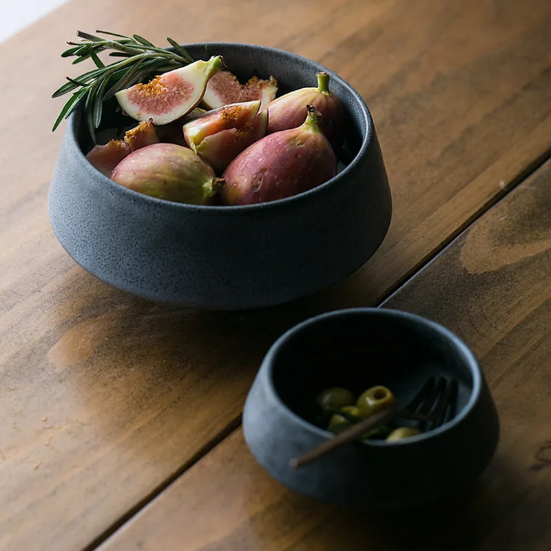 ANTOWALL Gray Marble Ceramic Tableware Bowl Salad Soup Bowl Personalized Bowl Hotel Clubhouse Dinnerware