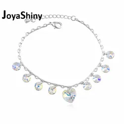 Joyashiny Bohemian Genuine Crystals from Austria Heart Charm Bracelets Silver Color Pulseras Women Jewelry