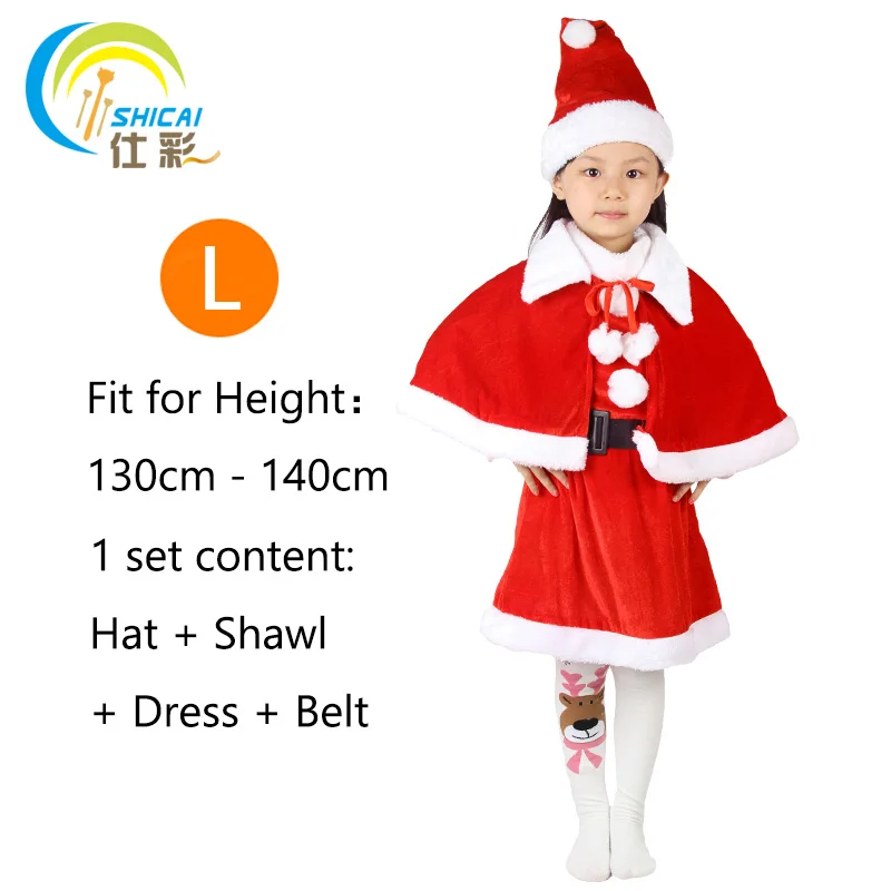 2019 new style children's shawl dress Santa Claus costume Christmas show dress men and women models costumes costume suits