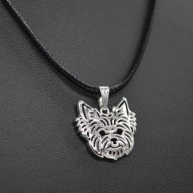 Female Rope Chain Yorkshire Terrier Pendant Necklaces Lovers Alloy Dog Necklaces For Women and Men