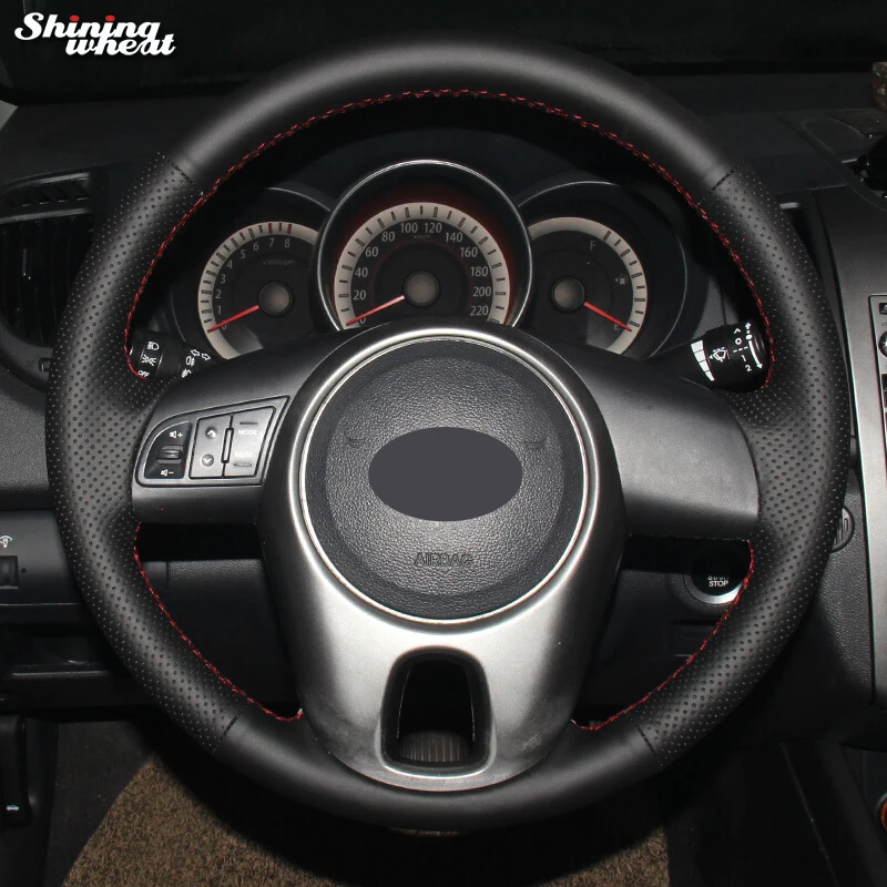 Shining wheat Black Genuine Leather Steering Wheel Cover for Kia Forte Kia Soul Kia Rio 2009-2011