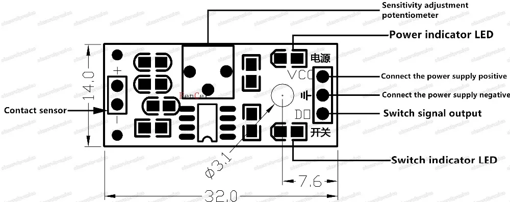 Snvi Vibrationssensor-Neigungsschaltermodul SW-1810P/520D/420, normalerweise offener Vibrationssensor, DIY-Modul, geeignet für Arduino. – Detail 1