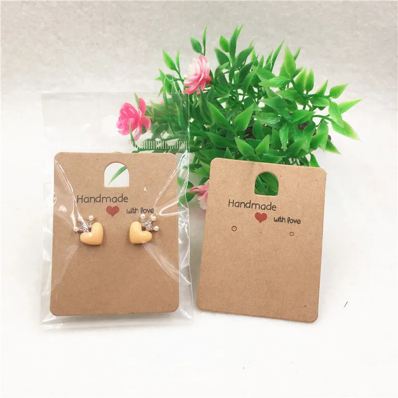 

100Pcs/Lot 6.5x5cm Earring Card Dangler Pendent Kraft Paper Jewelry Accessory Packaging Display Hang Tag Fixed Paper Holder Card