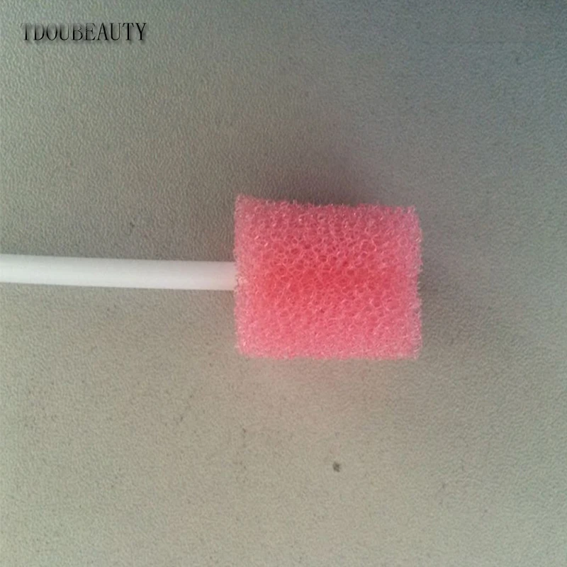 TDOUBEAUTY 100Pcs of Pink Disposable Sponge Swab for Oral Clinic Cleaning Use free shipping