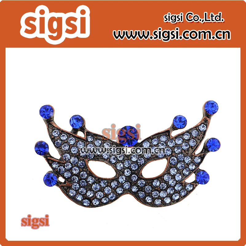 

Exquisite design crystal mask rhinestone brooch for party