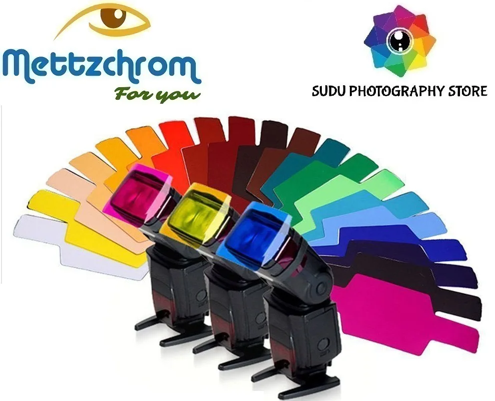 Вспышка Mettzchrom с рассеивателем для Canon, Nikon, Sony, Yongnuo, Godox, 20 цветов