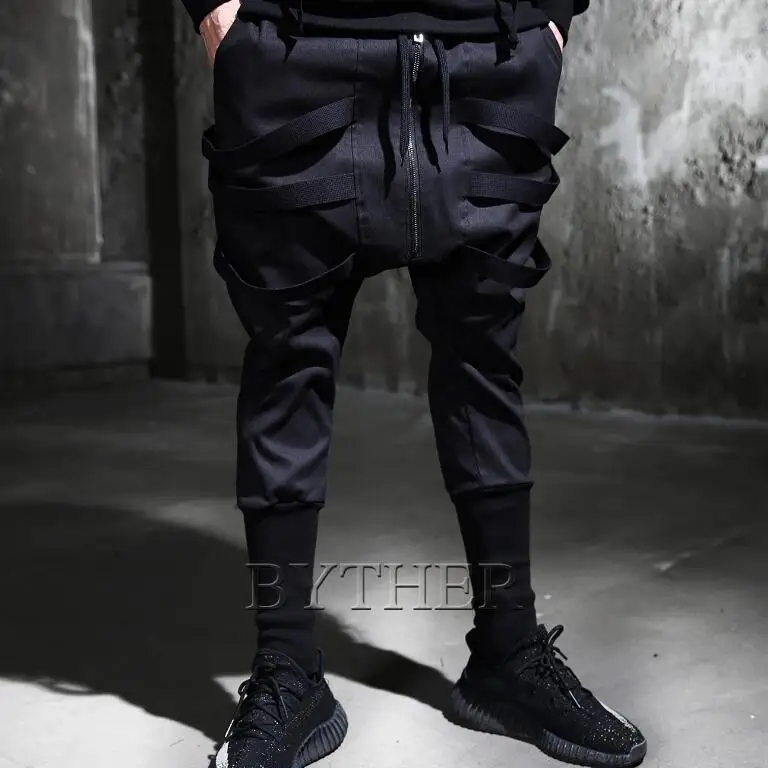 

27-46 New 2024 Men's Clothing GD Fashion Hair Stylist Street Low Crotch Pants Casual Harem Pants Plus Size Singer Costumes