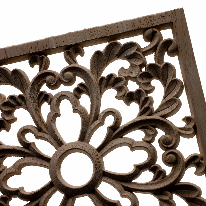 RUNBAZEF Vintage Wood Carved Decal Corner Onlay Applique Frame Furniture Wall Unpainted  Home Cabinet Door Decor Crafts Square